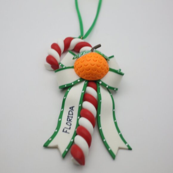 Santa's Pen Clay Dough Candy Cane Ornament Florida (Orange and Sunshine) - Picture 3 of 9